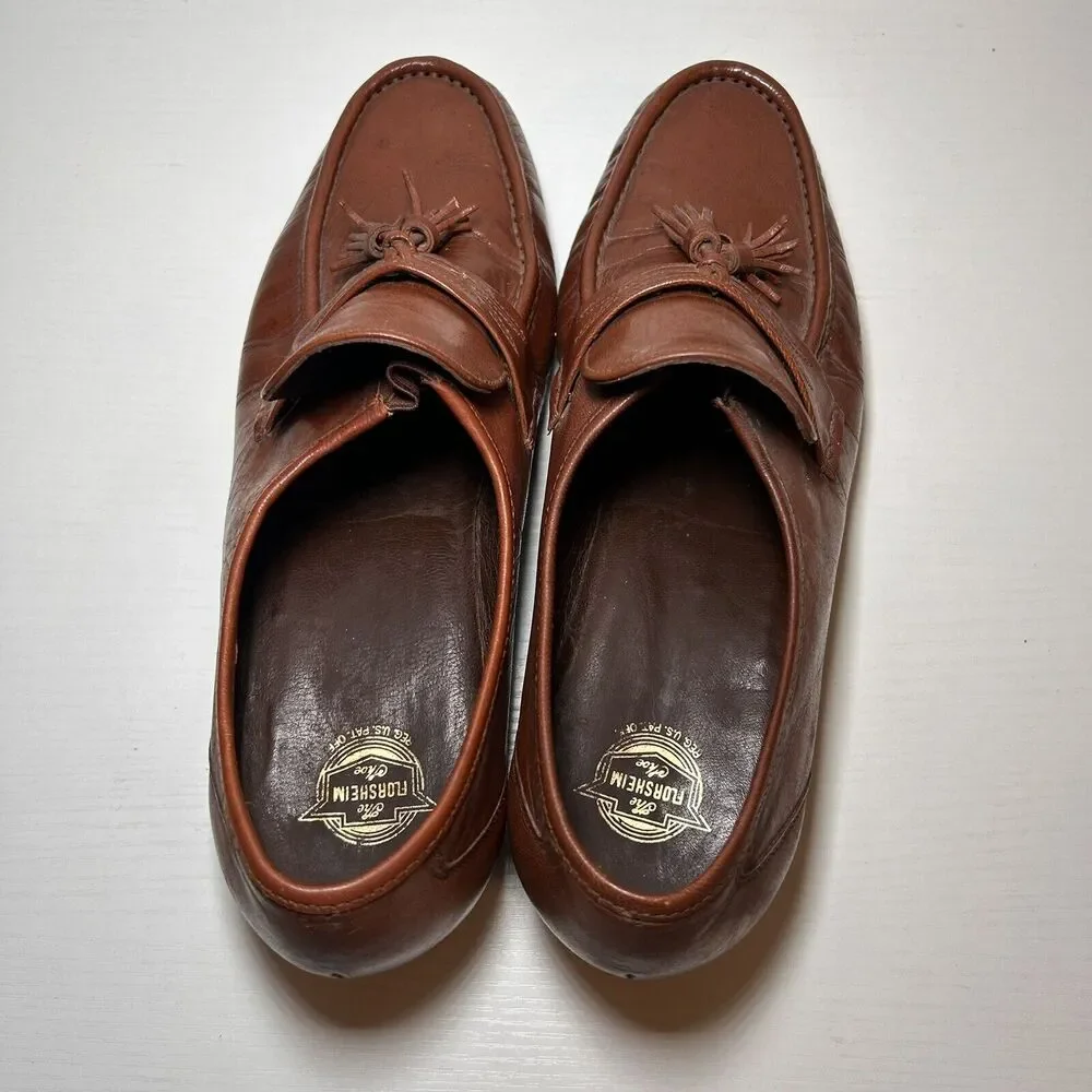 Florsheim Men's Brown Leather Loafers With Tassels Size 9 E 75700